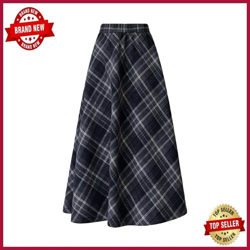 Polyester Spandex High Waist Pleated A-Line Long Skirt with Belt